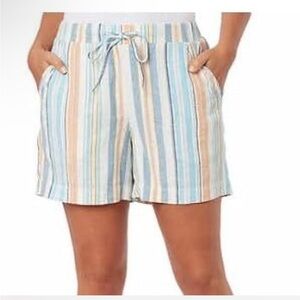 Briggs New York Women's Striped Blue and Cream Shorts